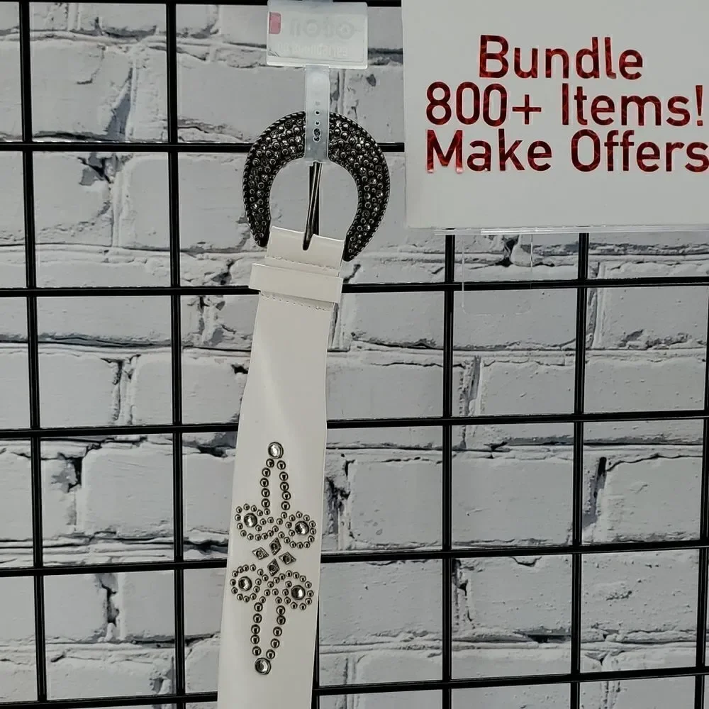 White Fancy Belt Size L 36-40 inches New